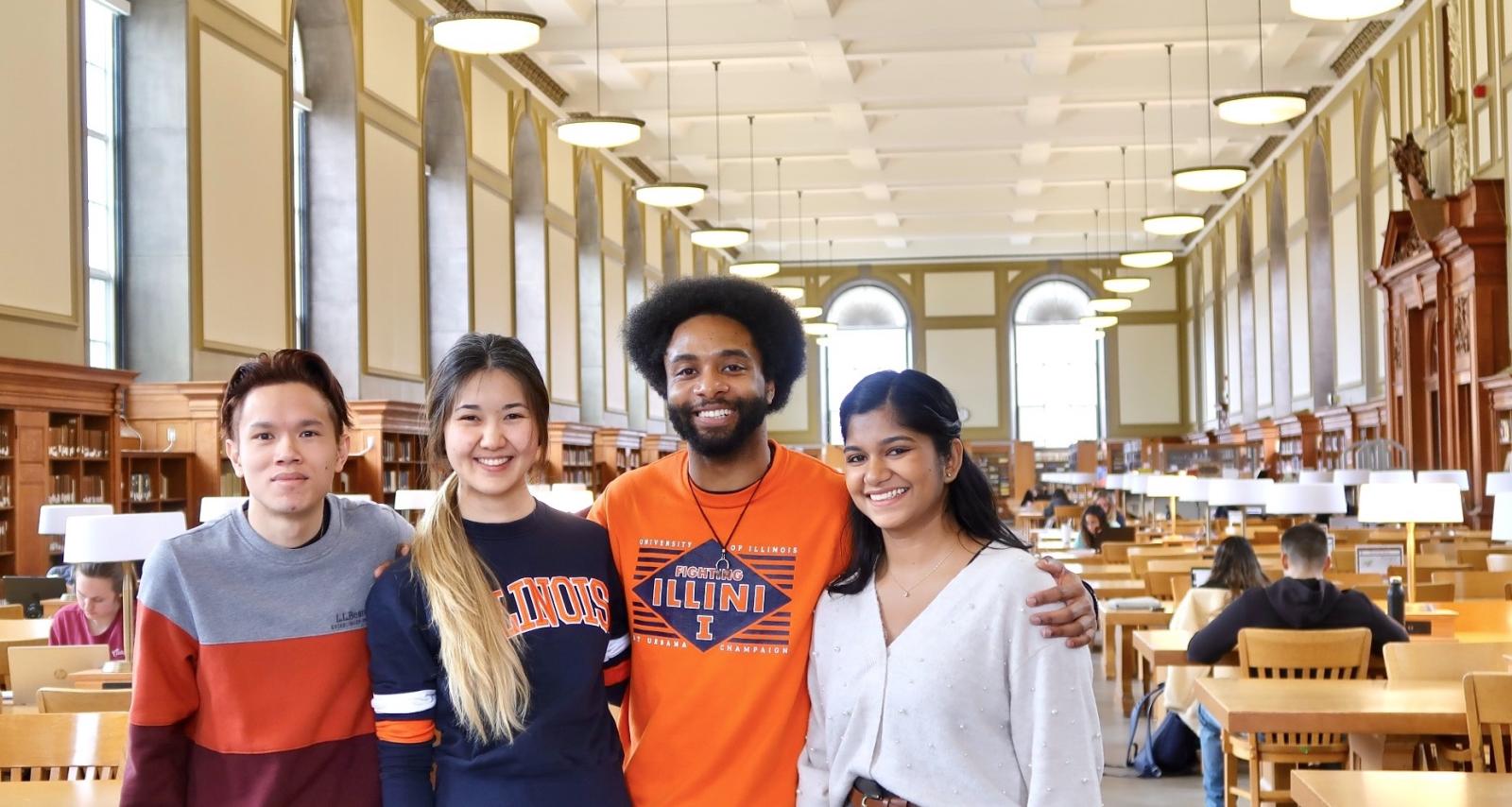 Four PhD students at the Main Library