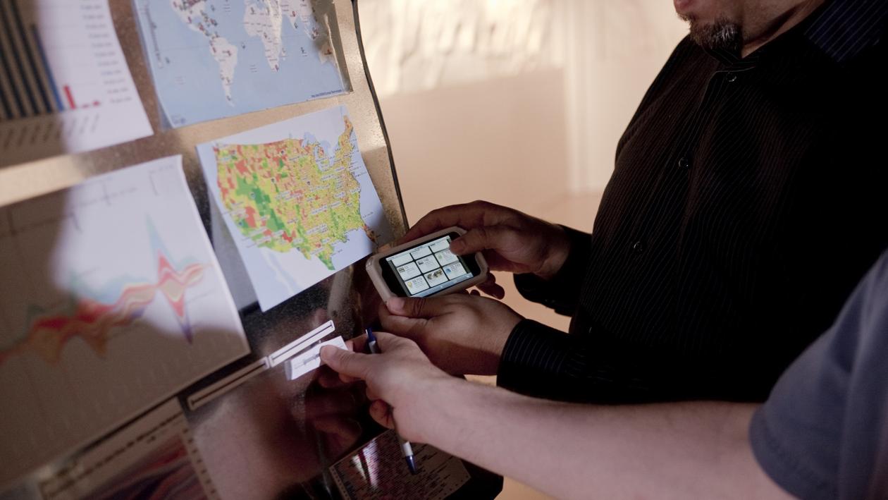 researchers using cell phone