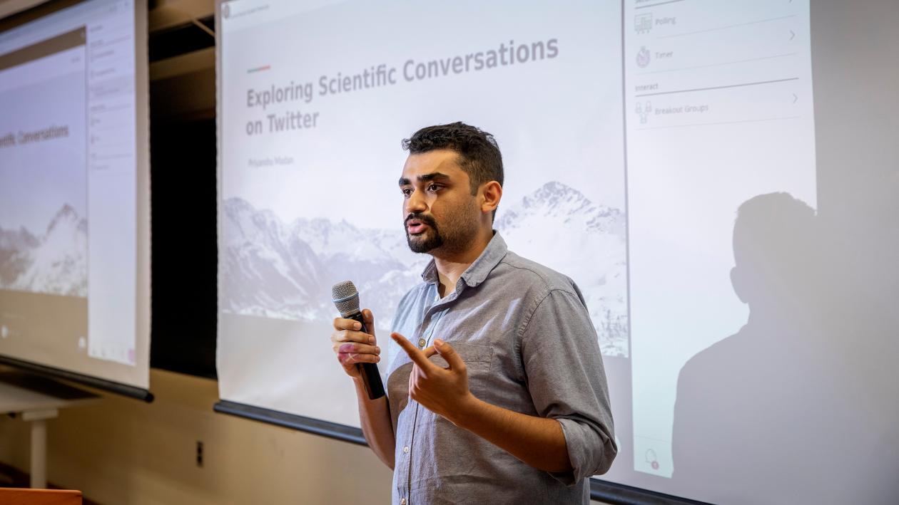 student giving a presentation