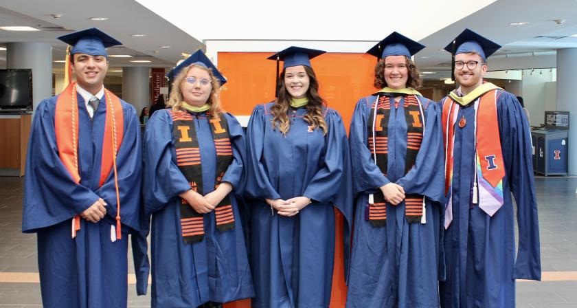 Award recipients Mahir Thakkar, Delia Kerr-Dennhardt, Katie Skoufes, Audrey Bentch, and Adam Beaty. 