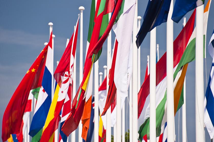 A row of international flags