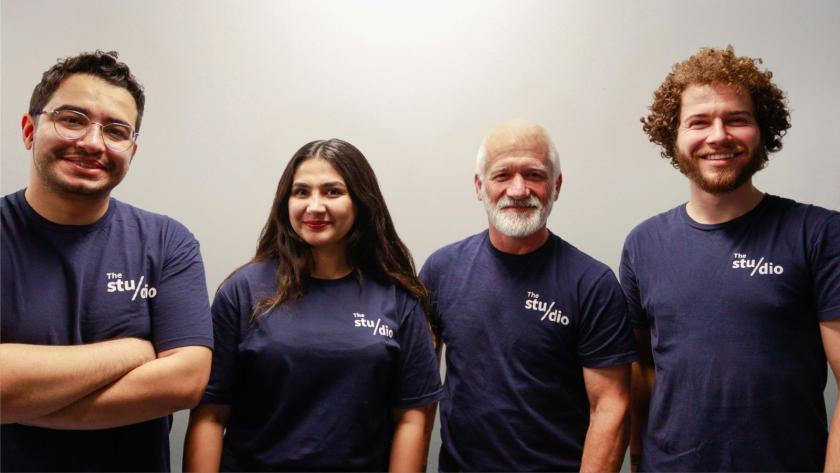 Members of The Stu/dio: Sepehr Vaez Afshar, Sarvin Eshaghi, Dan Cermak (director), and Robbie Sieczkowski