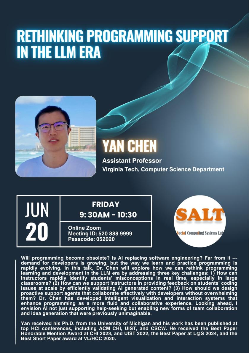Rethinking Programming Support in the LLM Era: Yan Chen