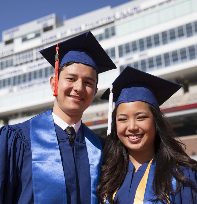 graduates in cap and gown