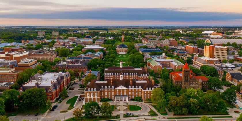Aerial view of the campus of the University of Illinois