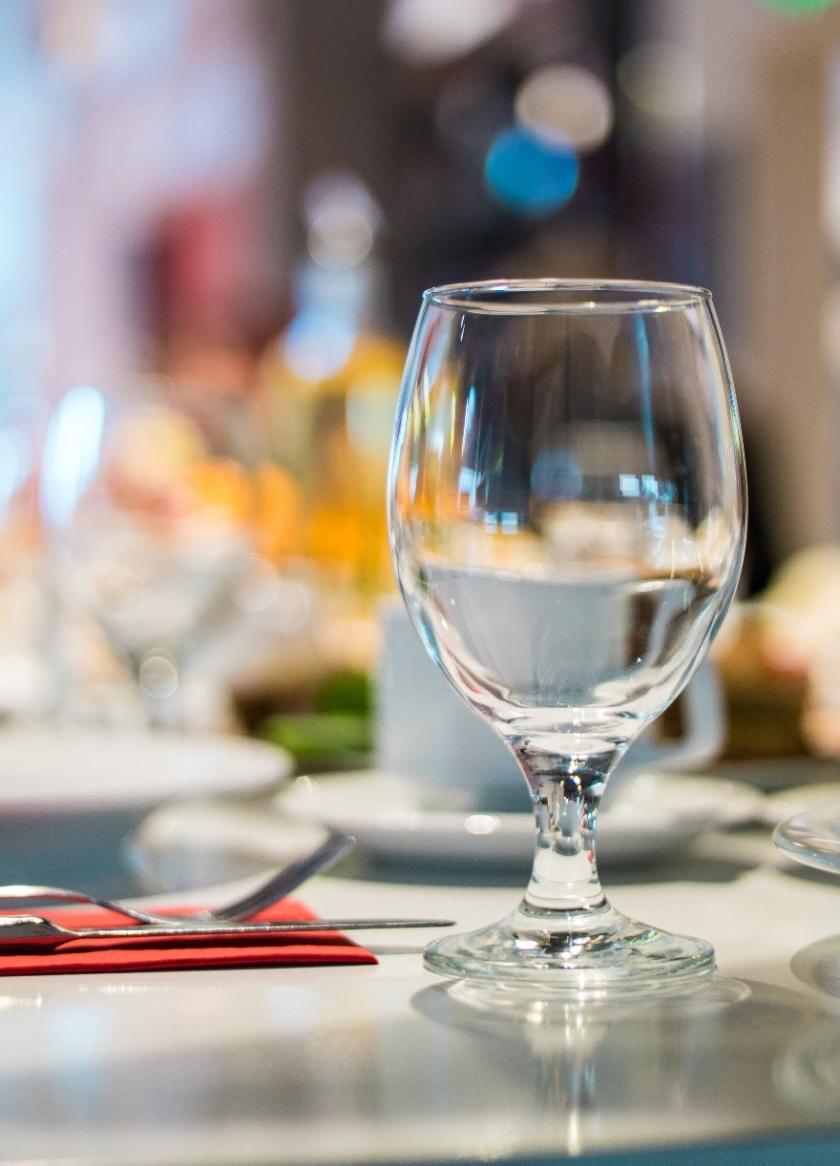 wine glass on a table