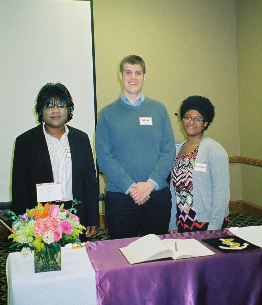 L to R: Alpha Chapter Initiates Anthonia Ahonsi, Jesse Garrison, Aaisha Haykal