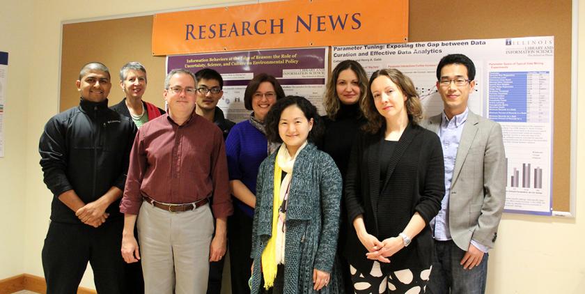 Back row, l-r: Caryn Anderson, Jinlong Guo, Cathy Blake, Ana Lucic, Jinseok Kim. Front row, l-r: Shubhanshu Mishra, Henry Gabb, Jooho Lee, Jana Diesner