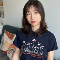 Hui Liu wears a t-shirt with her winning design
