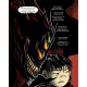 The cover of RDYL features a scene from the graphic novel "Monstrous: A Transracial Adoption Story," page 184. The scene, heavily inked in blacks and deep crimson features the profile of a 6-eyed monster with sharp, cruel fangs. The monster, representing an inner demon and taking up the left two-thirds of the page, is whispering in the ear of an adopted Korean boy all the terrible thoughts children of adoption can experience during moments of self-doubt and insecurity. The demon and the thought bubble are a